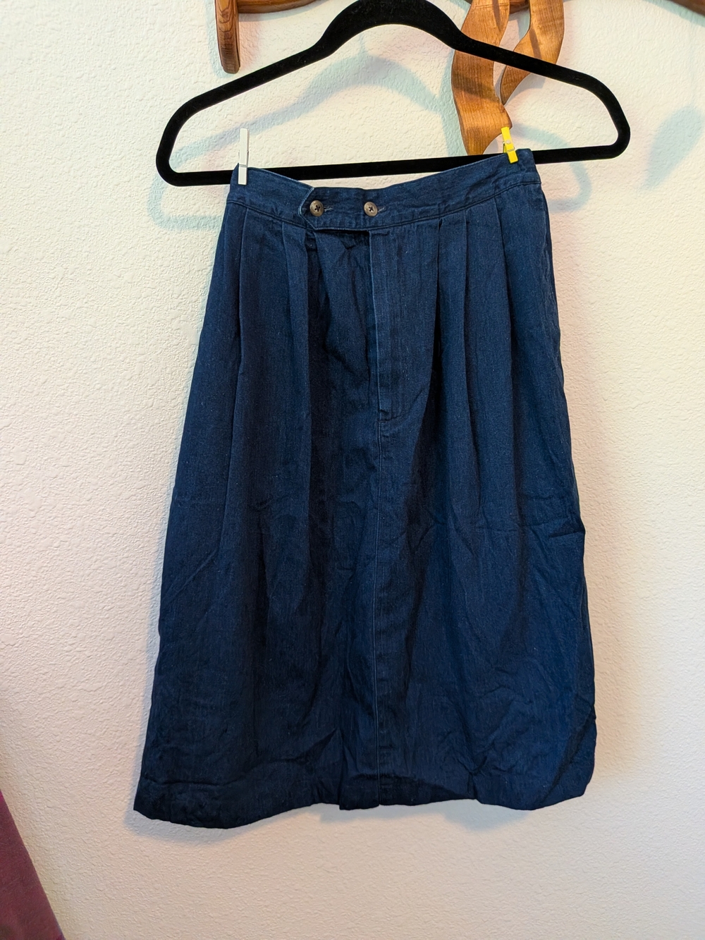 Dark Blue Pleated Women's Midi Skirt
